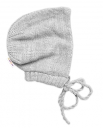 Pletená čepička na zavazování bonetka Boy, Hand Made Baby Nellys, šedá