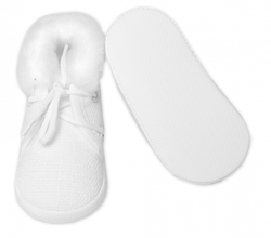 Kojenecké capáčky/botičky na šněrování s kožíškem, Baby Nellys, bílé