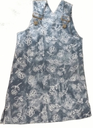 Šaty dětské riflové - POTISK KYTKY modré