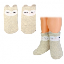 Dívčí bavlněné ponožky Smajlík 3D - capuccino, vel. 80/86