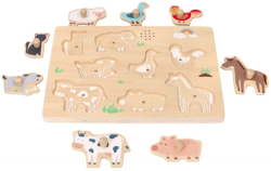 Dřevěné zábavné vkládací puzzle se zvukem - Farma
