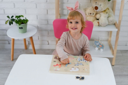 Dřevěné zábavné vkládací puzzle se zvukem - Farma
