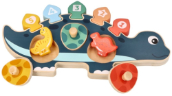 Edukační hračka puzzle s čísly, Adam Toys, Dinosaurus maminka - modrý