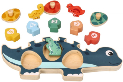 Edukační hračka puzzle s čísly, Adam Toys, Dinosaurus maminka - modrý