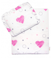 Luxusní sada pro panenku 3D, Baby Nellys, zavinovačka, peřinka a polštářek, I love Girl