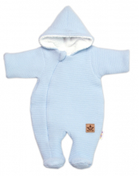 Zimní pletená kombinézka/overálek s kapucí Baby Nellys - světle modrá, vel. 86