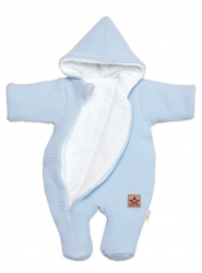Zimní pletená kombinézka/overálek s kapucí Baby Nellys - světle modrá, vel. 86
