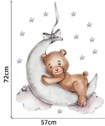 Nálepky, dekorace na zeď Tulimi - Spící Medvídek na měsíčku
