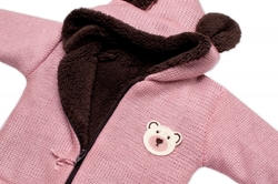 Oteplená pletená bundička Teddy Bear, Baby Nellys, dvouvrstvá, růžová
