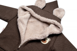 Oteplená pletená kombinéza s rukavičkama Teddy Bear, Baby Nellys, dvouvrstvá, hnědá,vel.62