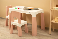 Sada dětského nábytku TOYZ MONTI 1+2, růžová/bílá