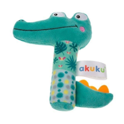 Plyšová hračka s chrastítkem Akuku - Krokodýl, zelená