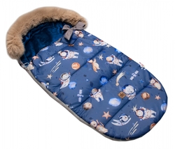 Dětský fusak maxi PREMIUM Kosmos, šedo/modrý, 110x50cm + rukávník zdarma, Baby Nellys