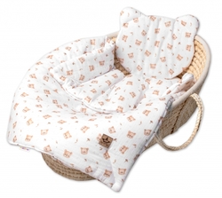 Mušelinová sada DOTS Teddy Bear 30x35cm, 70x100cm, 2D, Baby Nellys, bílá