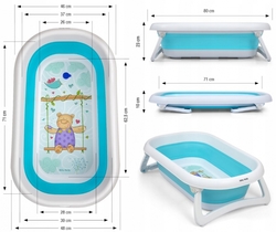 Skládací dětská vanička Medvídek Aqua - modrá