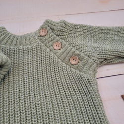 Pletený svetřík pro miminko s knoflíčky Lovely, prodloužené náplety, khaki, 80/86
