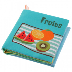 Měkká, šustící, kontrastní knížka pískací - Fruits
