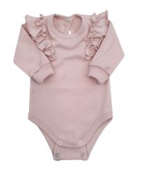 Rostoucí body dlouhý rukáv s volánky, bavlna, starorůžová, vel. 68/74