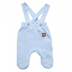 Bavlněná souprava Gentleman 3D, body, polodupačky s láclem + čepička, modrá/bílá