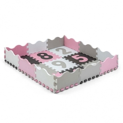 Pěnové puzzle, podložka Digits, růžová/šedá, 25 dílků
