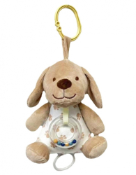 Závěsná plyšová hračka s chrastítkem Pejsek, 18 cm, béžový