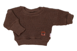 Rostoucí oversize pletený svetřík pro miminko, hnědý