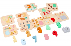 Dřevěné puzzle se zvířátky - učení se počítat