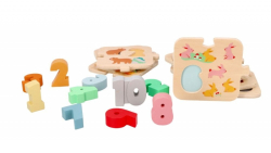 Dřevěné puzzle se zvířátky - učení se počítat