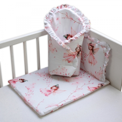 Sada pro panenku 3D, Baby Nellys - zavinovačka, peřinka a polštářek, Elfí Víla, růžová