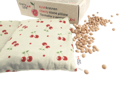 Tříkomorový nahřívací pás s třešňovými pecičkami, termofor -  Cherry life, ecru