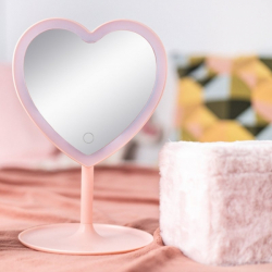 Kosmetické zrcátko s led podsvícením, Pink Heart