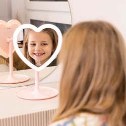Kosmetické zrcátko s led podsvícením, Pink Heart