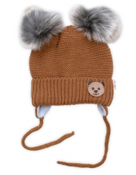 Dětská sada, zimní čepice s šálou + rukavičky 3D, Teddy Bear - hnědá