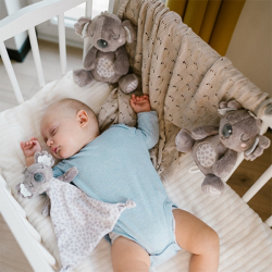 Plyšová hračka/přítulníček Koala Coco s držákem na dudlík, šedá