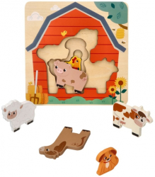 Dřevěné vrstvené puzzle, Farma, přírodní