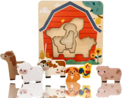 Dřevěné vrstvené puzzle, Farma, přírodní