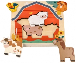 Dřevěné vrstvené puzzle, Farma, přírodní