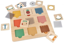 Dřevěná aktivní vkládačka/puzzle se vzory, přírodní