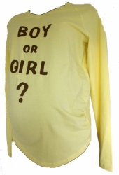 Těhotenské tričko dlouhý rukáv - BOY OR GIRL žluté 