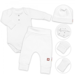 Žebrovaná rostoucí souprava 3D, Baby Boy - bílá