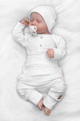 Žebrovaná rostoucí souprava 3D, Baby Boy - bílá
