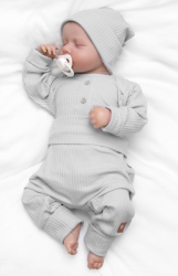 Žebrovaná rostoucí souprava 3D, Baby Boy - šedá