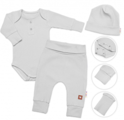 Žebrovaná rostoucí souprava 3D, Baby Boy - šedá