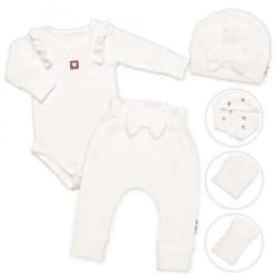 Žebrovaná rostoucí souprava 3D, Baby Girl - smetanová