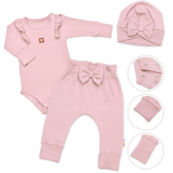 Žebrovaná rostoucí souprava 3D, Baby Girl - pudrově růžová