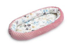 Hnízdo pro miminko minky Retro růže, listečky - pudrově růžová