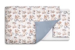 Mušelínové povlečení do postýlky 135x100, Dráček modrý, jeans