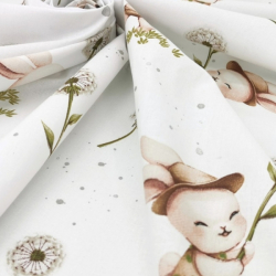 Kojící polštář/podkova, LUX SOFT, bavlna, Kocourek a pampeliška - bílý