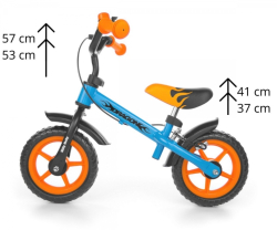 Dětské odrážedlo s brzdou - modrá, oranžová