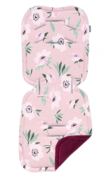 Vložka do kočárku prošívaný Velvet PREMIUM Květy v růžové, bordo